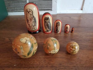 Bambole nido gufo in legno e palline da giardino farfalla rotonda - Foto 1 di 10
