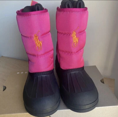 💕Polo Ralph Lauren Damien Winter Snow Boots Pink/Black - SZ 4 - Image 1 of 4