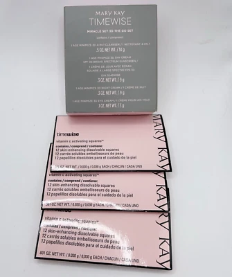 LOT Mary Kay Timewise Miracle 3D Go Set + 3 PACKS Vitamin C Activating Squares - Image 1 of 4