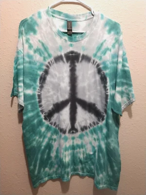 Camiseta Peace Tie Dye feita à mão unissex masculina feminina tamanho XL hippie boho (T127) - Imagem 1 de 3
