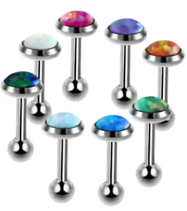 OPAL Tragus Barbell Ballback cartilage Bar stud piercing forward helix earring 1 - Picture 1 of 12