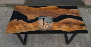 Epoxy Resin Table Black River – Modern Wood Slab Top – Handmade Art - Picture 1 of 1