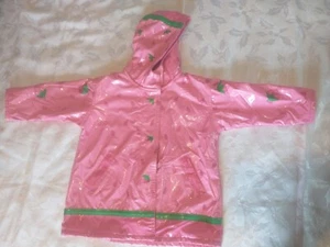 Driplets Jacket Girls 3T Raincoat Snap Button Strawberry All Over Print Lined - Picture 1 of 13