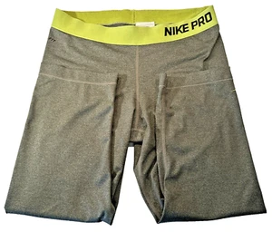 Women’s Nike PRO Capri Training Leggings -Gray / Neon Size L - 19" - 589366-384 - Picture 1 of 5