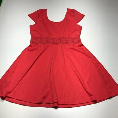 Xhilaration Dress Womens Size XL Coral Short Sleeve Crocheted Waist Cap Sleeve - Image 1 of 4