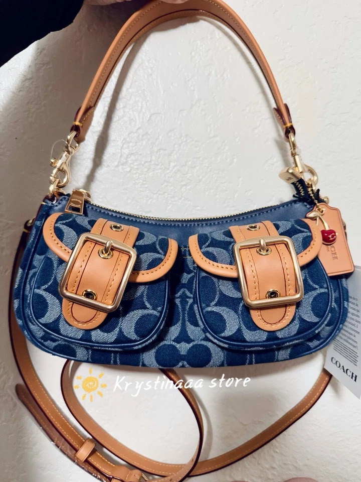 COACH Ashton Baguette Bag In Signature Canvas Denim CY700