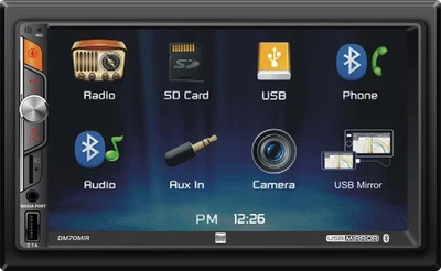 Dual DM70MIR DM70MIR 7-in. Double-DIN Digital Media Receiver with Bluetooth a... - Image 1 of 4