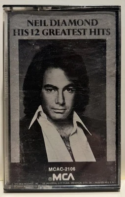 🎵 Neil Diamond –12 Greatest Hits – Vintage Cassette Tape–MCA Records MCAC-2105 - Image 1 of 4