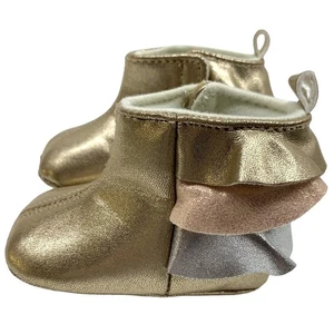 Rising Star Baby Gold Rüschen Stiefel Runde Spitze Slipper 3-6 Monate - Bild 1 von 8