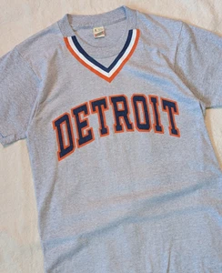 Screen Stars Vintage 80s Detroit Tigers Gray Graphic Tee Size Small USA Made - Picture 1 of 7
