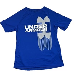 Under Armour Boys' Blue Active Short Sleeve Logo T-Shirt Quick Dry Size Small - Picture 1 of 4