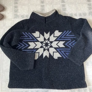 Cabela's Mock Neck Pullover schwarz Fleece Schneeflocken Print Sweater Damen Gr. XL - Bild 1 von 4