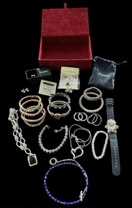 Vintage To Now Jewelry Lot Stauer Post Earrings in Box Rhinestone Bracelets - Picture 1 of 7