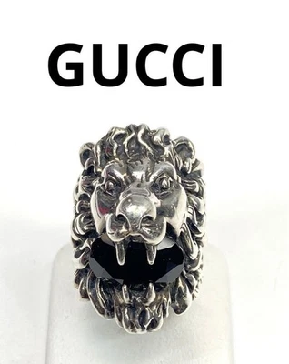 Bague tête de lion en métal argenté GUCCI taille US 6,5 - Photo 1/4