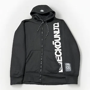 Ecko UNLTD schwarzer Kapuzenpullover mit Reißverschluss Herren Größe Small Y2K Skater Vintage Sherpa gefüttert - Bild 1 von 7
