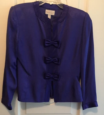 Traje de mujer Adrianna Papell púrpura 2 piezas seda manga larga talla 6 Foto 1 de 4