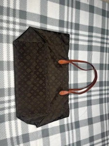Russet Monogramm Nylon Beuteltasche Tasche braun mit Ledergriffen 16”x11”x5” – Marke Japan - Bild 1 von 10