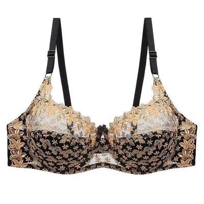 Sutiã push-up sexy bordado renda respirável copo B C D super fino para busto completo - Imagem 1 de 4