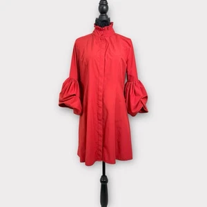 Vestido Camisa True Destiny Talla L Rojo Exagerado Abullonadas Mangas Burbujas Audaz Declaración - Imagen 1 de 9
