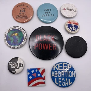 Vintage 60er 70er Lot Konvolut Aktivist Pin Button schwarz Power Abtreibung retten Nashörner Aids - Bild 1 von 10