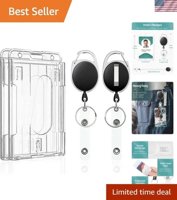 Soporte para 2 tarjetas de acceso sin esfuerzo con ranura para el pulgar y carrete retráctil Foto 1 de 4