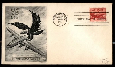 Mayfairstamps US FDC 1947 Air Mail Airplane Eagle First Day Cover aau_52201 - Image 1 of 2