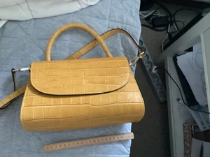 Damentasche Curry Senf gelb Kroko neu Handtasche Echtleder Gold - Bild 1 von 3