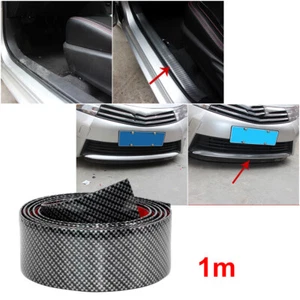 Car Edge Guard Strip Door Sill Protector Carbon Fiber Rubber Sticker 3CMx1M  - Picture 1 of 12