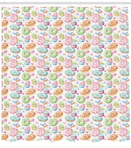 Colorful Theme Pattern Shower Curtain Fabric Decor Set with Hooks 4 Sizes - Picture 1 of 28