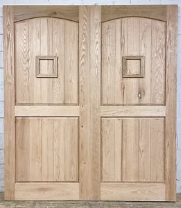 Rustic solid oak Double Door speakeasy jamb/trim/threshold wrought iron strong - Picture 1 of 19