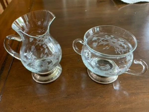 STERLING AND CRYSTAL: SUGAR BOWL AND CREAMER. NEW PRICE, REDUCED FROM $22.99. - Picture 1 of 1