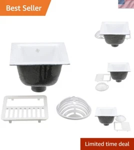 Sanitary 12" Cast Iron Floor Sink - ABS Dome Strainer & Half Grate Included - Picture 1 of 6