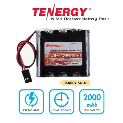 Tenergy 4.8V 2000mAh NiMH RX Receiver Battery Hitec for RC Receivers Transmitter - Image 1 of 4