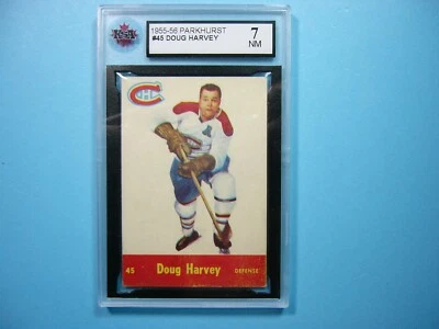 1955/56 PARKHURST NHL HOCKEY CARD #45 DOUG HARVEY KSA 7 NM 55/56 SHARP PARKIE GL - Image 1 of 4