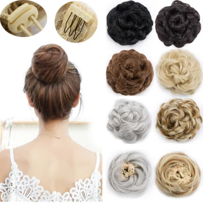 Drawstring Curly Messy Bun Hair Piece Scrunchie Hair Extensions as Human Blonde - Image 1 of 4