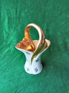 Vintage Vase Gold Weiß Blumendekor - Bild 1 von 5