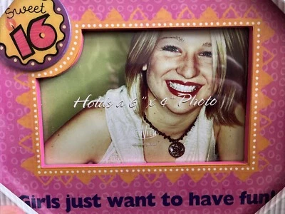 BNIB Whimsy Pink, Purple and Orange Sweet 16 Photo Frame by NewView Never Used Foto 1 de 3