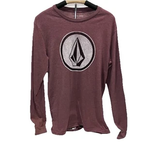 Volcom Classic Logo Dark Red Long Sleeve Tee Shirt Men’s Size Medium Skater - Picture 1 of 8