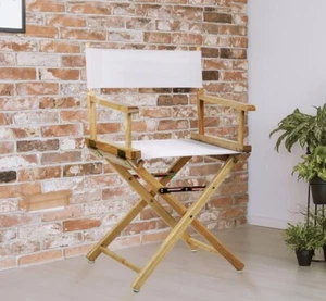 DIRECTOR CHAIR CANVAS COVER SET ROUND STICK CUSHION COTTON 1 REPLACEMENT WHITE - Picture 1 of 3
