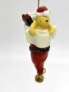 Caja de baratijas de porcelana Disney PHB Midwest Cannon Falls Pooh Santa Sombrero Navidad - Imagen 1 de 10