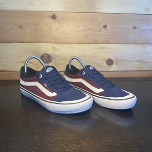 Mens Vans old skool pro Blue and pomegranate skate shoe size 8.5 - Picture 1 of 6