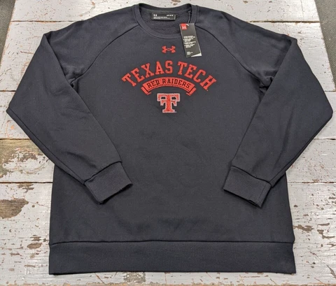 Men's Texas Tech Red Raiders Under Armour Black Crew Neck Sweatshirt, Large-NWT Cover