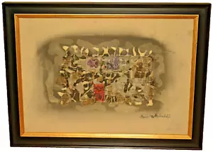 SAM GLANKOFF Original Signed Judaica Poem Mixed Media Abstract Collage Painting - Picture 1 of 12