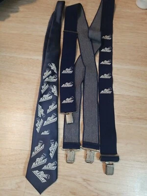 DE COLECCIÓN SCRANTON WILKES BARRA BARONES ROJOS HOMBRE CORBATA TIRANTES AZUL MARINO SWB Foto 1 de 4