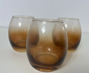 Vintage Set Of 3 Amber Fade Glasscapes Cordial Glasses Mid Century 3” - Picture 1 of 7