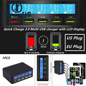 Quick Charge 3.0 Smart 5-Port USB Charger Power Adapter Station Lcd Display