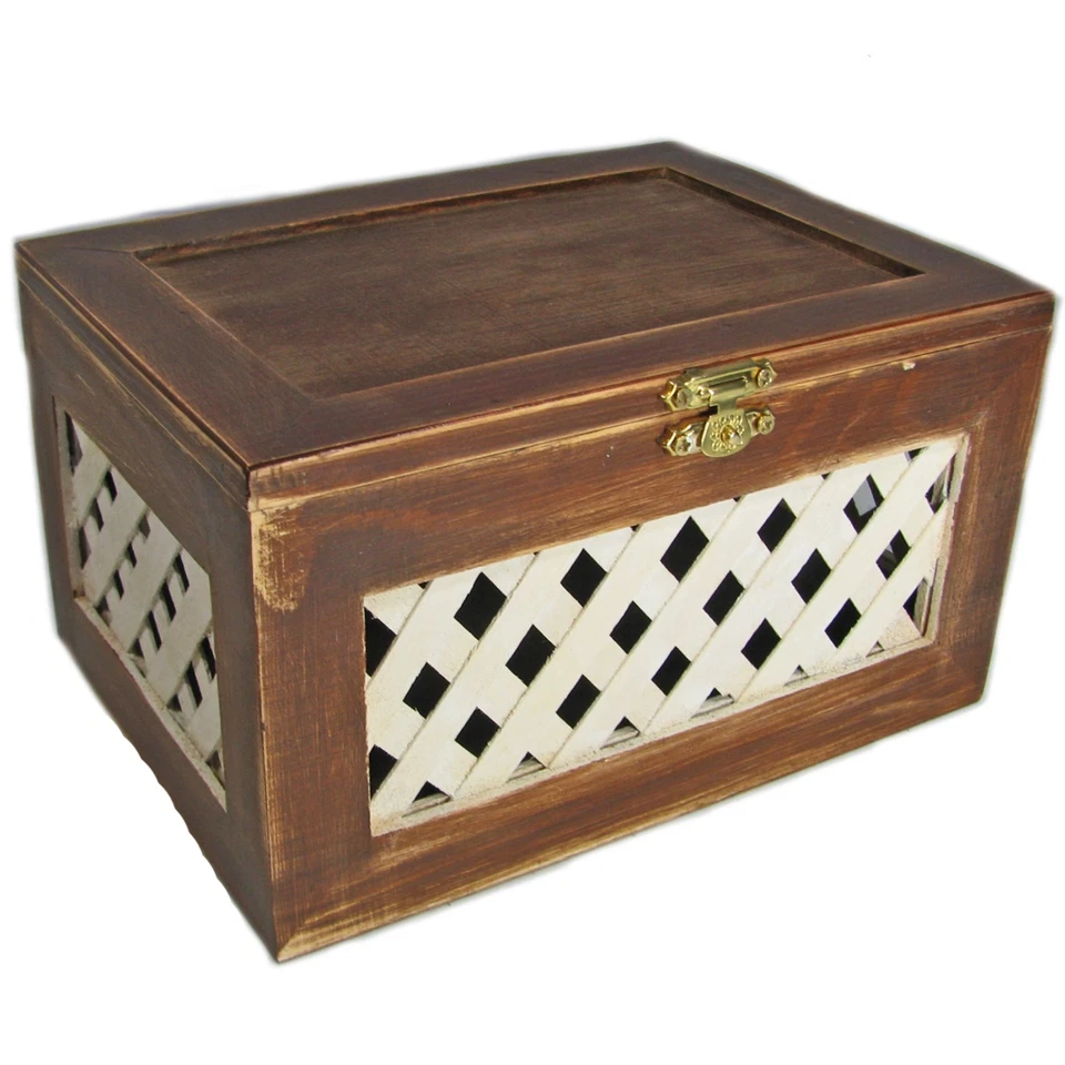 Decorative Wood Trinket Box With Lattice - Image 1 of 1