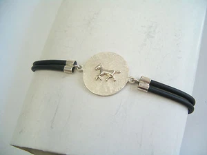 Bracelet With Horse Silver 925 And Rubber - Bracelet - Breeches - Picture 1 of 7