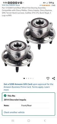 2014 chevy impala ltz conjunto de 4 rolamentos de roda com sensores de velocidade - Imagem 1 de 3