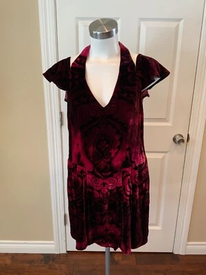 Vestido Nanette Lepore Rosa Oscuro Floral Terciopelo "Damisela en Apuros", Talla 6 Foto 1 de 4